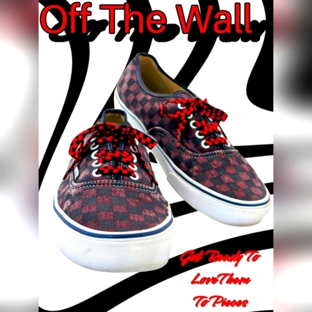 Vans Doren Red and Black Checkerboard With Checkered Shoelaces Men 10.5 Women 12